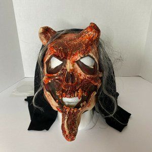 Zagone Studios Latex Face Mask with Attached Hood Satanic Skull  Halloween